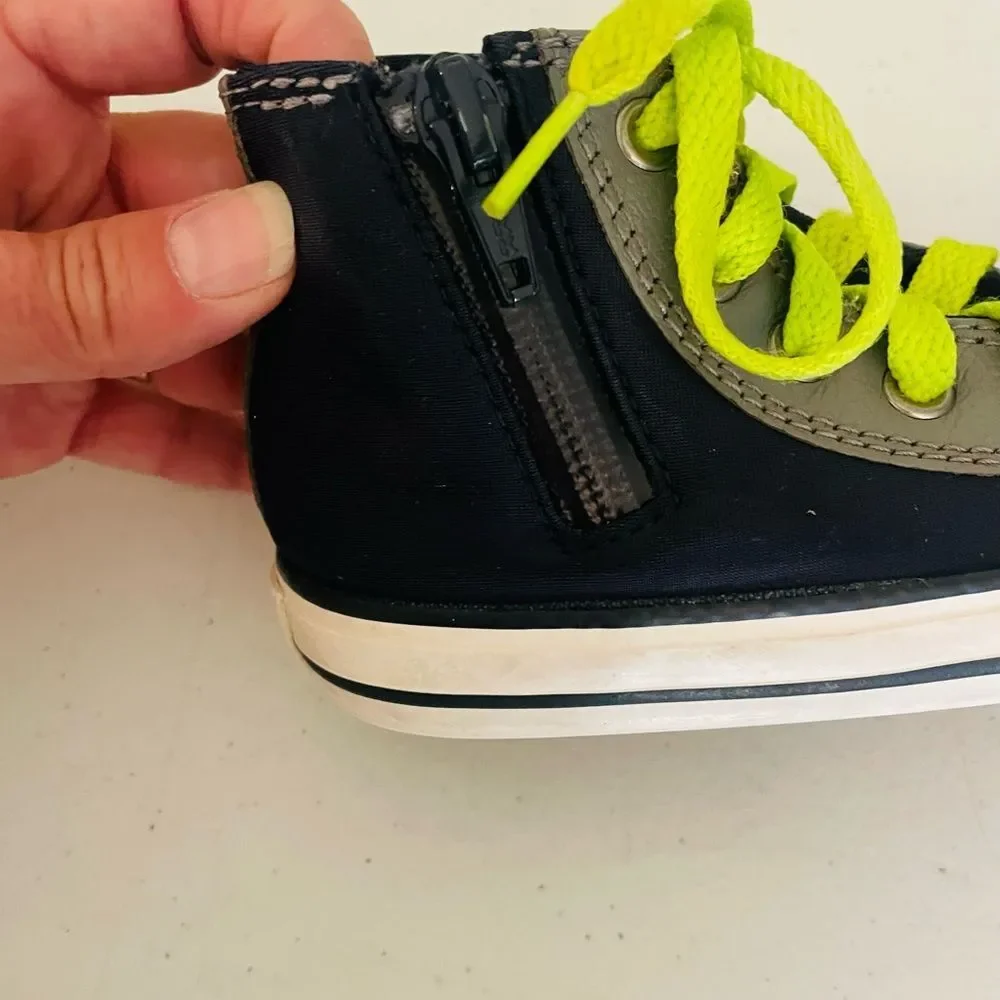 Converse Toddler CTAS black grey chucks Side Zip High-Top Sneakers-Size 6 shoes